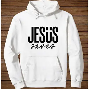 Men's JESUS saves Graphic Hoodie - Cotton Blend Black Long Sleeve Pullover Regular Fit |     Soft & Breathable Fabric, Durable Print, Everyday Comfort, Machine Washable, minimalist graphic casual wear