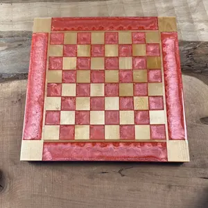 Pink Pearl Maple Chess/Checker Board with Border - INCLUDES PIECES Pink Pearl Maple Chess/Checker Board with Border - INCLUDES PIECES