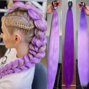 Girls' Rubber Band Ponytail Wig Boxing Braid Colorful Elastic Rope Braid Ponytail Wig Hair Extensions C26 A18 A36 A16 A31 B42 B45 B47 B41 B43 A35