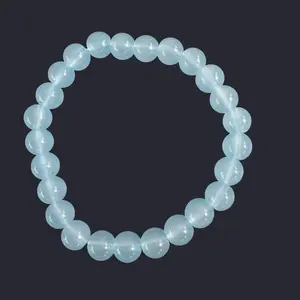 Light Blue Glass Bead Bracelet 8mm