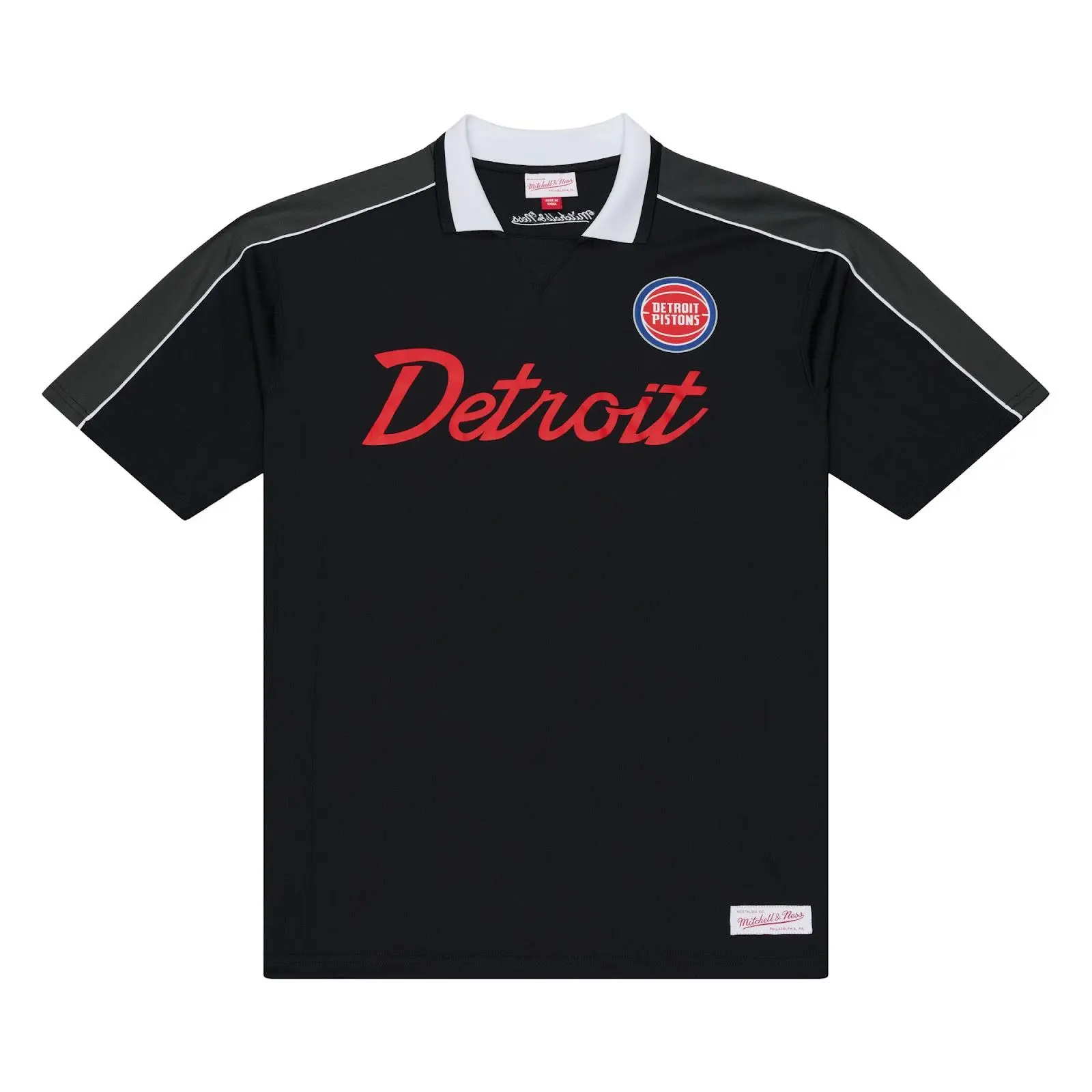 Detroit Pistons Black Polo Jersey NBA Throwback Basketball Hardwood Classics Fan Gear Mitchell & Ness