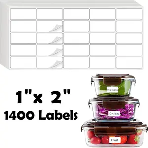 1400 count 1"x2" Blank Removable Freezer Labels, No   Labels,  & Oil-Resistant & -Resistant Stickers for  Containers, Jars, Pantry Organization