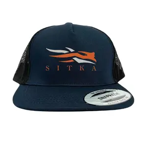 Sitka Premium Outdoor Snapback Hat with Bold Orange Logo and Mesh Back for Superior Comfort and Style