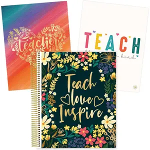 Undated Academic Year Teacher Planner & Calendar - 7 Period Lesson Plan Organizer Book with Frosted Cover (9" x 11") (Interchangeable Cover) - Bold & Bright