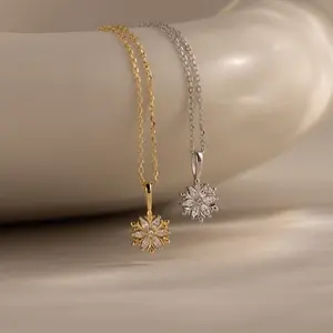 Diamond Poinsettia Necklace by Caitlyn Minimalist