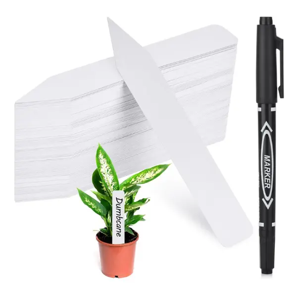 Plant Labels, Outdoor Waterproof Garden Markers, Plastic Nursery Seed Plant Tags with Bonus a Permanent Marking Pen, Gardening Gifts for Women Men 120PCS Darfukei