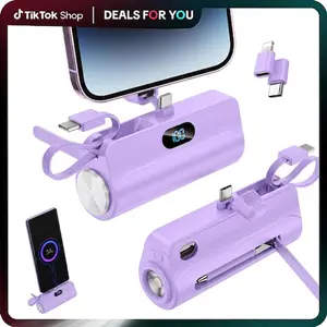 6500mAh Mini Portable Charger - 22.5W Fast Charging Power Bank with Digital Screen, Built-in Phone Holder, Flashlight, USB-C + Lightning Adapter for iPhone 16/15/14 & Android Phones, Fast Power Banks