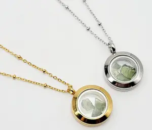 Moldavite Necklace Stainless Steel Gold/ Silver Locket Necklace Daily