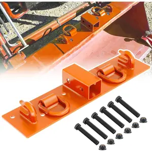 Nilight 3/8" Tractor Bucket Grab Hooks with 1/2" Tie Down Ring and 2" Receiver Grade 70 Forged Steel Bolt-On for John Deere Compact Tractor Bucket RV UTV Truck Max 4700LBS, Orange Open Pipes Parts Vehicle Tires Titanium Exhaust