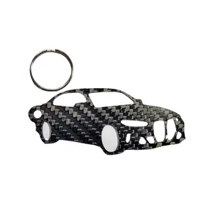 Carbon Fiber keychain for BMW M3 G80 (2021-Present) Inspired Keychain Lanyard 3D   front view Glossy Twill