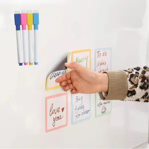 10 pcs Reusable Magnetic Notes Set - 6 Dry Erase Memo Boards (3.94x3.94 Inch) with 4 Magnetic Marker, Perfect for Whiteboard/Fridge/Locker - Ideal for Office, Classroom & Home Organization, Office Stationery Supplies