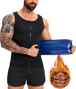 Men's Sauna Sweat Vest Waist Trainer Tummy Control Suit Compression with Zipper Sweat Belt, Gym & Exercise Compression Vest, Sweat-Boosting Workout Top