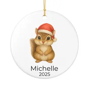 Personalized Baby Chipmunk Christmas Ornament, Cute Woodland Animal Ornament for Kids, Custom Name Ornament 2025 Holiday Keepsake