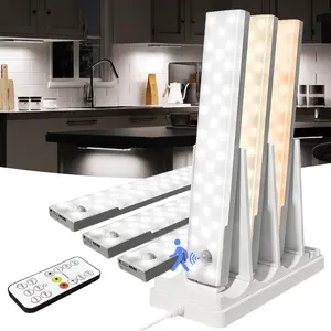 EZVALO Under Cabinet Lights with Charging Station, 2000mAh Rechargeable Motion Sensor Light Indoor, 3 Color Temps, Remote Control, Timer, Dimmable Wireless Closet Lighting for Kitchen, Wardrobe, Pantry, No Drilling, Renter-Friendly