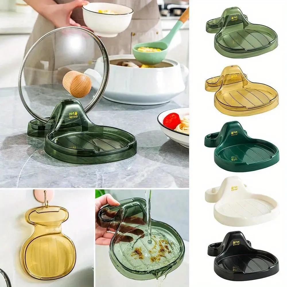 Pot Lid Rack Shelf Kitchen Organizer Chopstick Spoon Rest Shovel Storage Holder Pan Cover Rack Spoon Support Stand Cooking Tools
