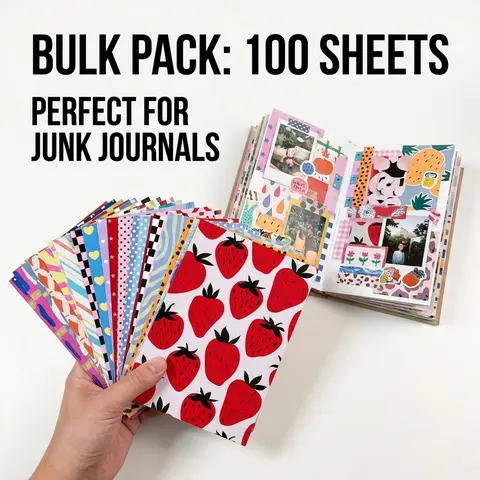 Premium Single-Sided Inkjet Craft Paper Set - 3.94in×5.63in, 100pc Scrapbooking Supplies with 100 Unique Patterns, 20+ Styles, DIY Card-Ready Home Decor for Card-Making, Junk Journal & Creative Self-Care