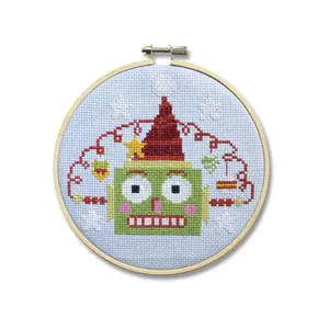 Spot Colors Green Christmasbot Counted Cross Stitch Kit