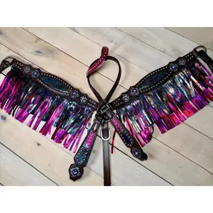Rainbow Metallic Pink Tassel Tack Set