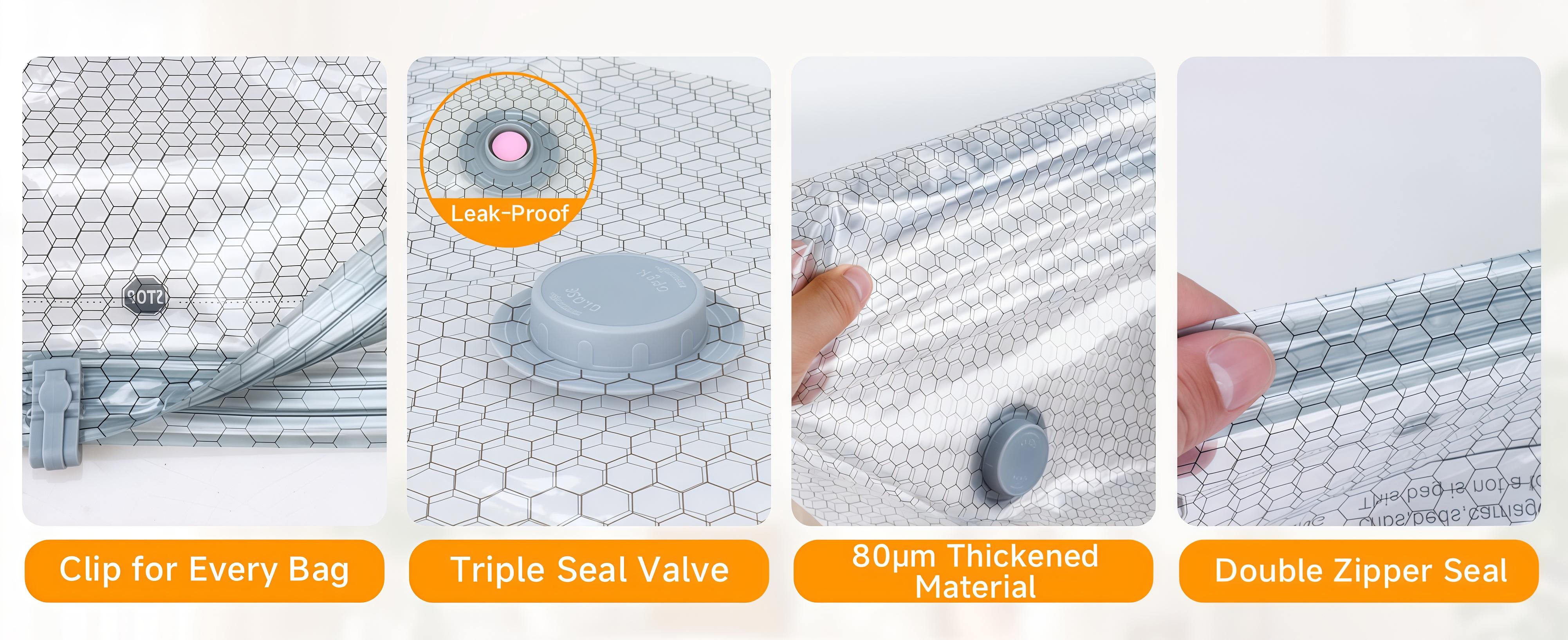 【Essential for Travel 】30/15 Pack Cordless Travel Vacuum Storage Compression Bag Set with Rechargeable air Pump Waterproof & Reusable Compression Packing Bags for 2 Size,140L/Min Powerful Air Removal，Perfect for Carry-On Suitcases, Organiser