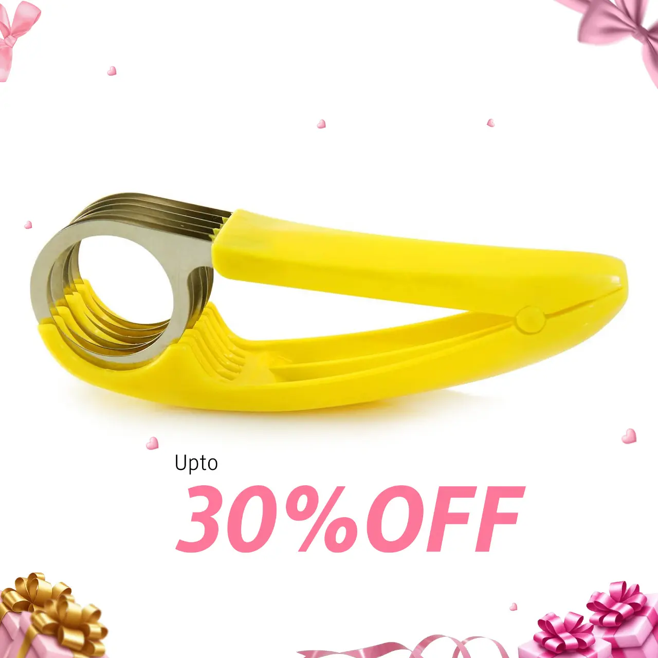 Banana Slicer + Stainless Steel Fruit and Vegetable Salad Peeler Cutter Kitchen Tools For Banana,Strawberry,Grape（1 pcs）