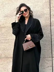 Rhinestone Lapel Long Coat, Luxurious Slimming Cardigan, High-End Women's Outerwear, Elegant Loose-Fitting Jacket, All Seasons