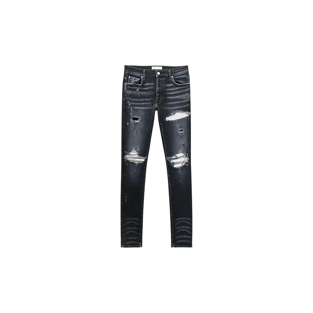 1283454 Amiri MX1 White/Brown Patch Black Jeans (PreOwned)