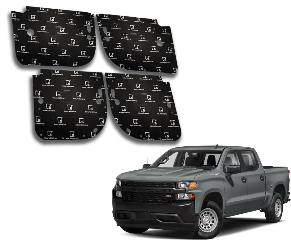 SoundSkins | 2019+ Silverado Compatible 4 Door Sound Deadening Vehicle Specific Kit | SSK-SILV4DRV2 | 3 Layers (Acoustic Foam, Foil, Rubber Butyl), 30 sq ft