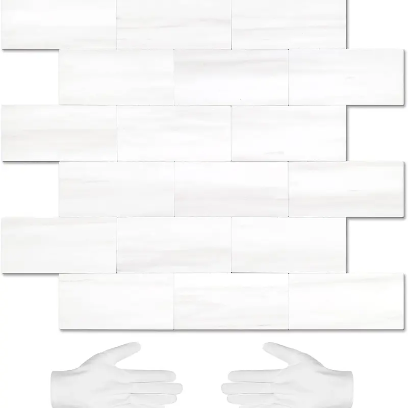 STICKGOO 10Pcs Peel and Stick Backsplash, Subway Tile Stickers for Kitchen and Bathroom - Dolomite White Marble Self Adhesive Waterproof Waterproof Removable Adhesive Textured Wall Paper Vinyl