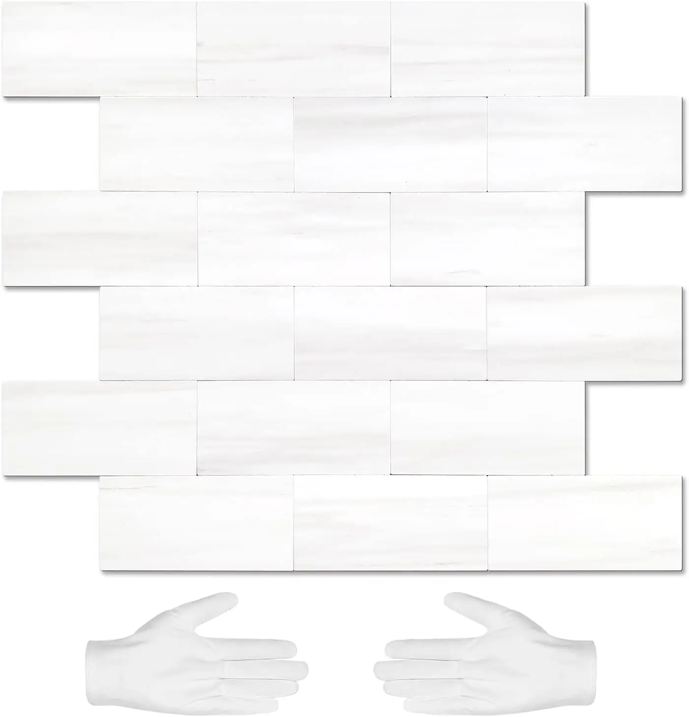 STICKGOO 10Pcs Peel and Stick Backsplash, Subway Tile Stickers for Kitchen and Bathroom - Dolomite White Marble Self Adhesive Waterproof Waterproof Re