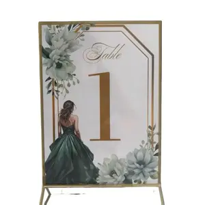 Quinceañera Table Number with Floral Design and Gold Accents, sweet 16, birthday supplies
