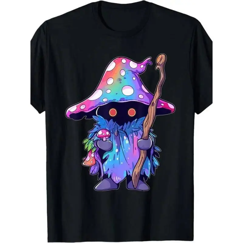 Mystical Mushroom Wizard Graphic T-Shirt, Soft 100% Cotton Fabric Short Sleeve Tee for Men and Women, Regular Fit, Shortsleeve, Print, Outfits, Piece
