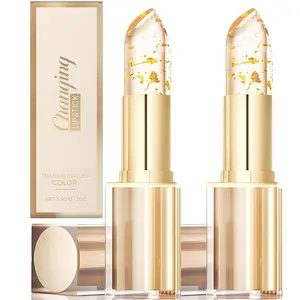 Transferproof Color Changing Lipstick,Gold Crystal Color Changing Lipstick,Long Lasting 24 Hours Moisturizing Glossy Shine Lip Gloss for Women