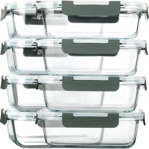 [8-Pack,30 oz]Glass eal Prep Containers,Glass  Storage Containers,Airtight lunch Containers with , icrowave, Oven, Freezer and Dishwasher