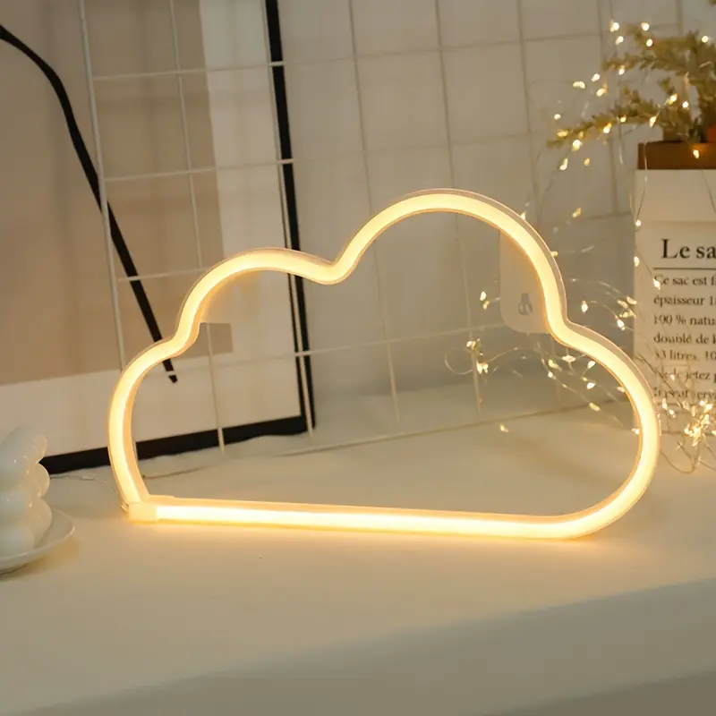 Cloud Neon Light Sign, Led Neon Light, Neon Accent Lights, USB or Battery Powered Bedroom Decor, Wall Decoration, Novelty Night Lamp for Girls Room, Birthday, Wedding, Festival, Atmosphere Light, Decorative Night Light