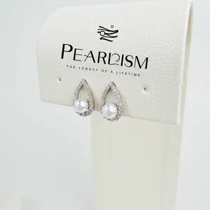 【Adee】PEARLISM Dainty Everyday Pearl Earrings | Teardrop Silver CZ Hypoallergenic-AFAE004