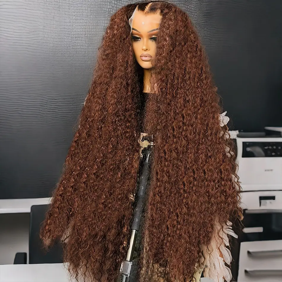 [New In] Bling Hair 13x6 13x4 Chocolate Brown HD Lace Front Wig Human Hair Wigs for Black Women 180% Denisty Deep Wave Lace Frontal Wigs Curly 4# Pre Plucked with Baby Hair Colored Wig #SummerVibes