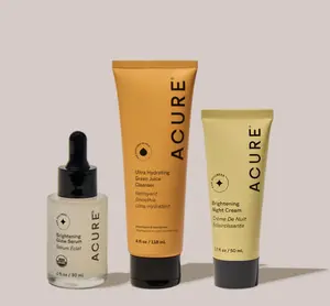 ACURE Vacation Trio – Ultra Hydrating Cleanser + Glow Serum + Brightening Night Cream