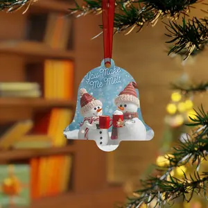 You Make Me Melt Metal Bell Ornament — Cute Snowman Couples Holiday Decoration