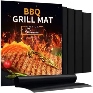 Heat Resistance Easily Cleaned Fiberglass Bbq Grill Mat - Set of 5 Nonstick BBQ Grill Mat