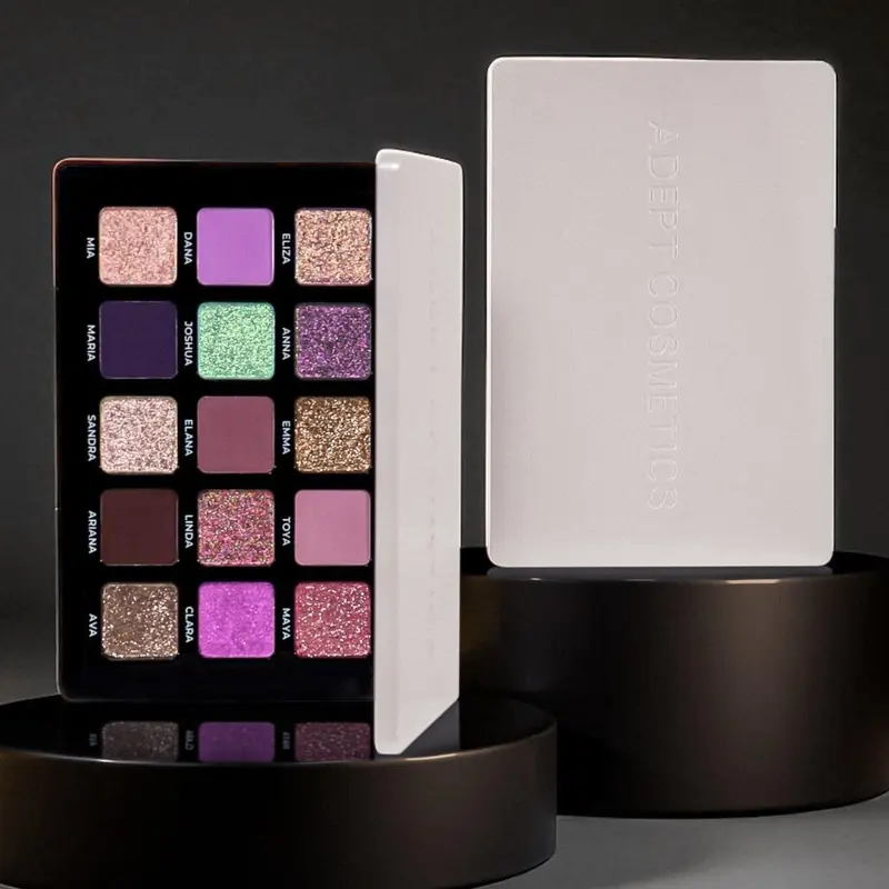 Adept Cosmetics - Minka 15-Shade Eyeshadow Palette – Multichrome, Duochrome & Iridescent Shimmers, Pigmented Matte Shades, Removable Magnetic Pans