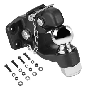VEVOR Pintle Hook,  20000 lbs Towing Capacity, Trailer Hitches Receiver Hook Combination 2-5/16-inch Hitch Ball, Fits 2.5 to 3-inch Lunette Ring with Mounting Kit, Wear-resistant, Black Powder Coat
