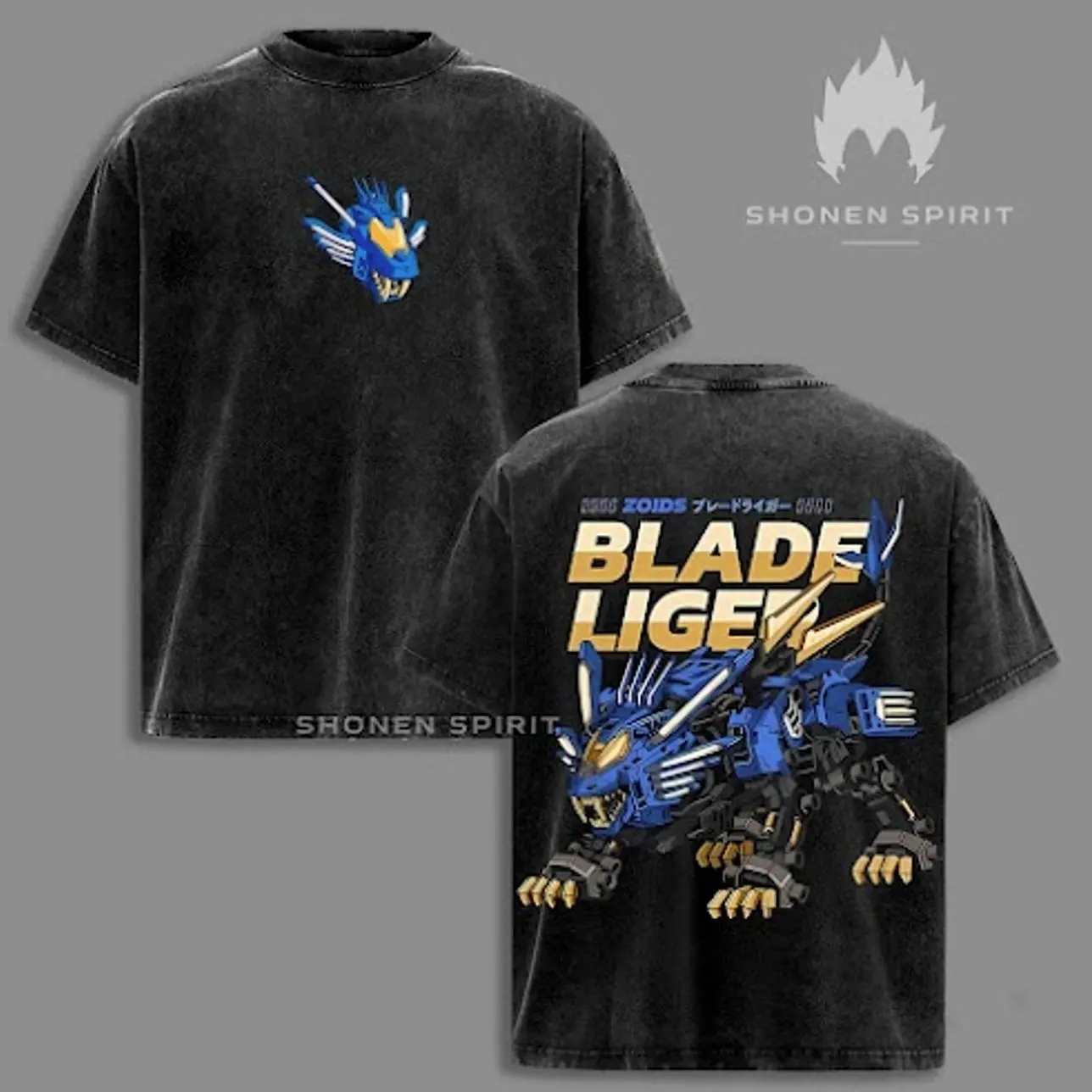 Zoids Blade Liger Oversized T-Shirt, Vintage Washed Anime Tee, New Century Zero Mecha Robot Graphic Shirt, Japanese Manga Streetwear Fashion XGO