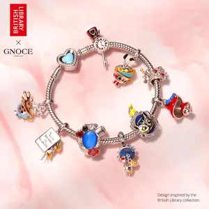 GNOCE Alice's Adventures in Wonderland Charm, S925 Sterling Silver Dangle Charms for Women Wife, Valentine‘s Day, Mother’s Day Jewelry Gift