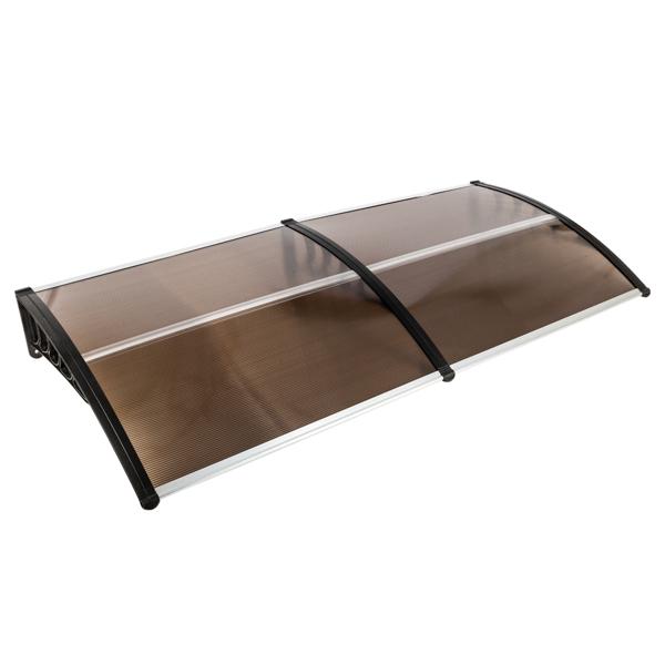 Window Awning Door Canopy Modern Polycarbonate 40"x80" Brown Board Black Holder UV Rain Snow Sunlight Protection Hollow Sheet ABS Bracket