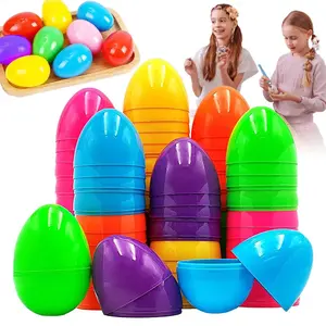 50Pcs Plastic Easter Eggs Fillable Plastic Egg Kids Toy Colorful Gift Packaging Box Easter Party Hunt Game DIY Craft Supplies