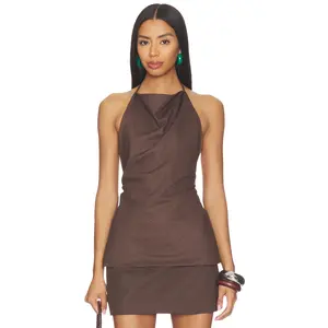 Shona Joy Asher Open Back Cowl Top in Ristretto