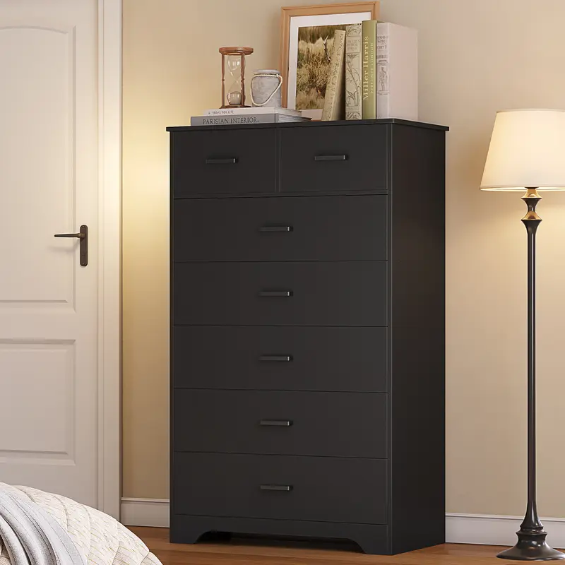 tall black dresser with deep drawers