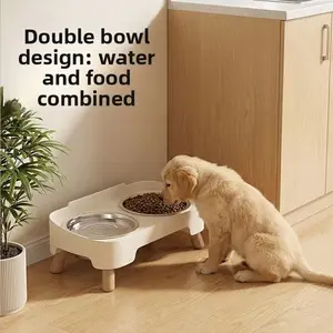 Pet Feeder Promoting Healthy Diet, Cute and Fun Water and Food Dispenser, Anti-Slip Stainless Steel Dual Bowls, Easy to Clean