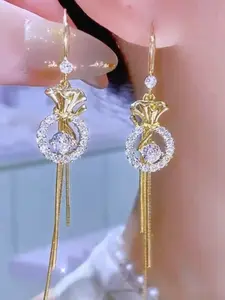 2026 New Rhinestone Pineapple Fringe Earrings, Elegant and Stylish Design, Unique High-End Jewelry Accessory