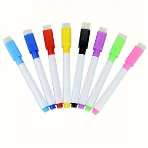 8 Colors Color Whiteboard Pen Creative With Brush Calligraphy Practice Water-based Small Number Erasable Marker Pen